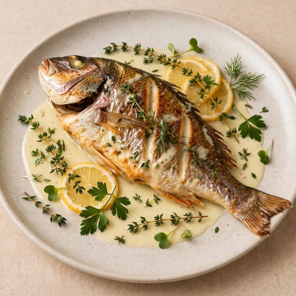 Branzino in salsa di prosecco